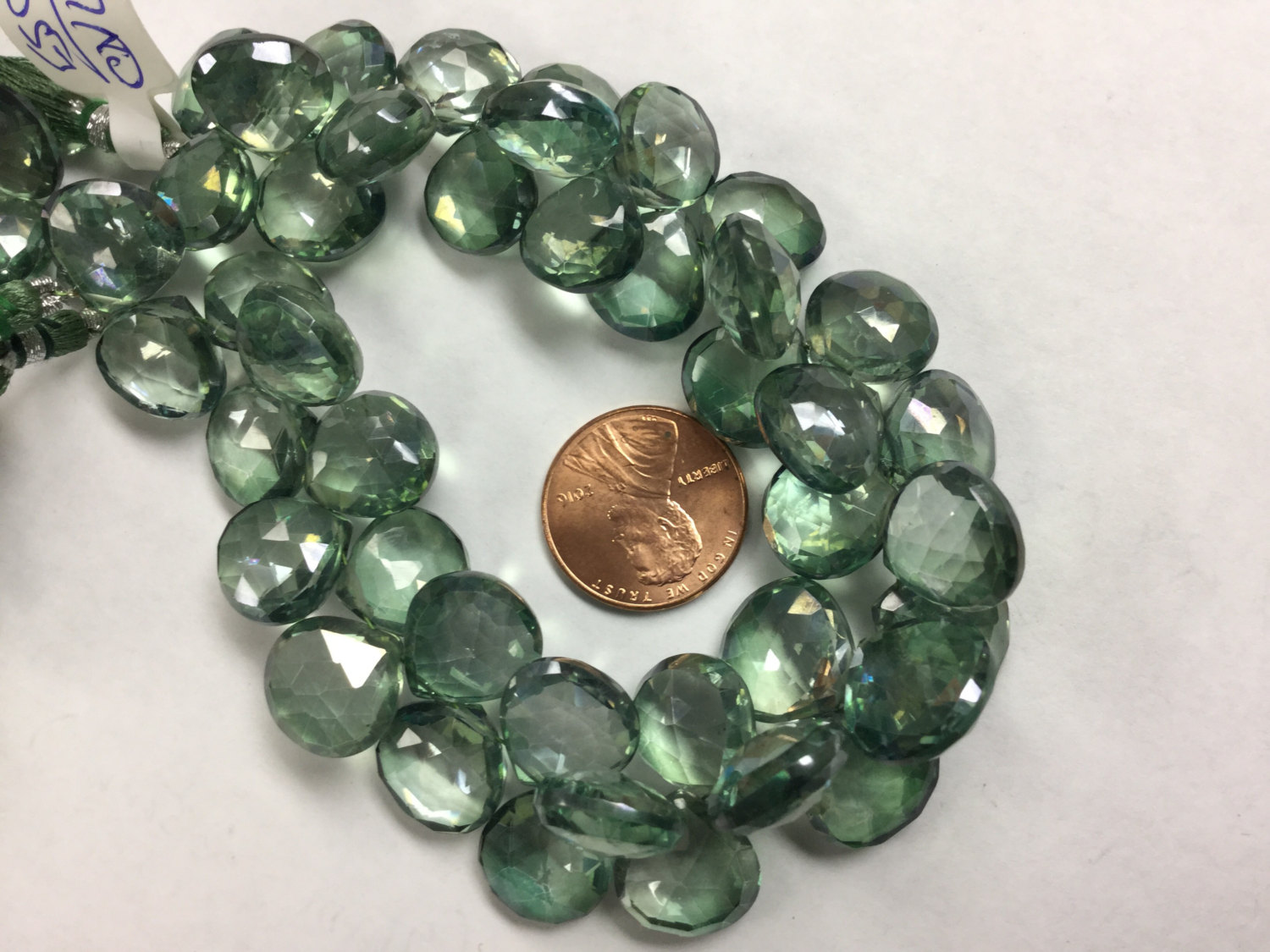 Green Mystic Quartz Hearts Faceted