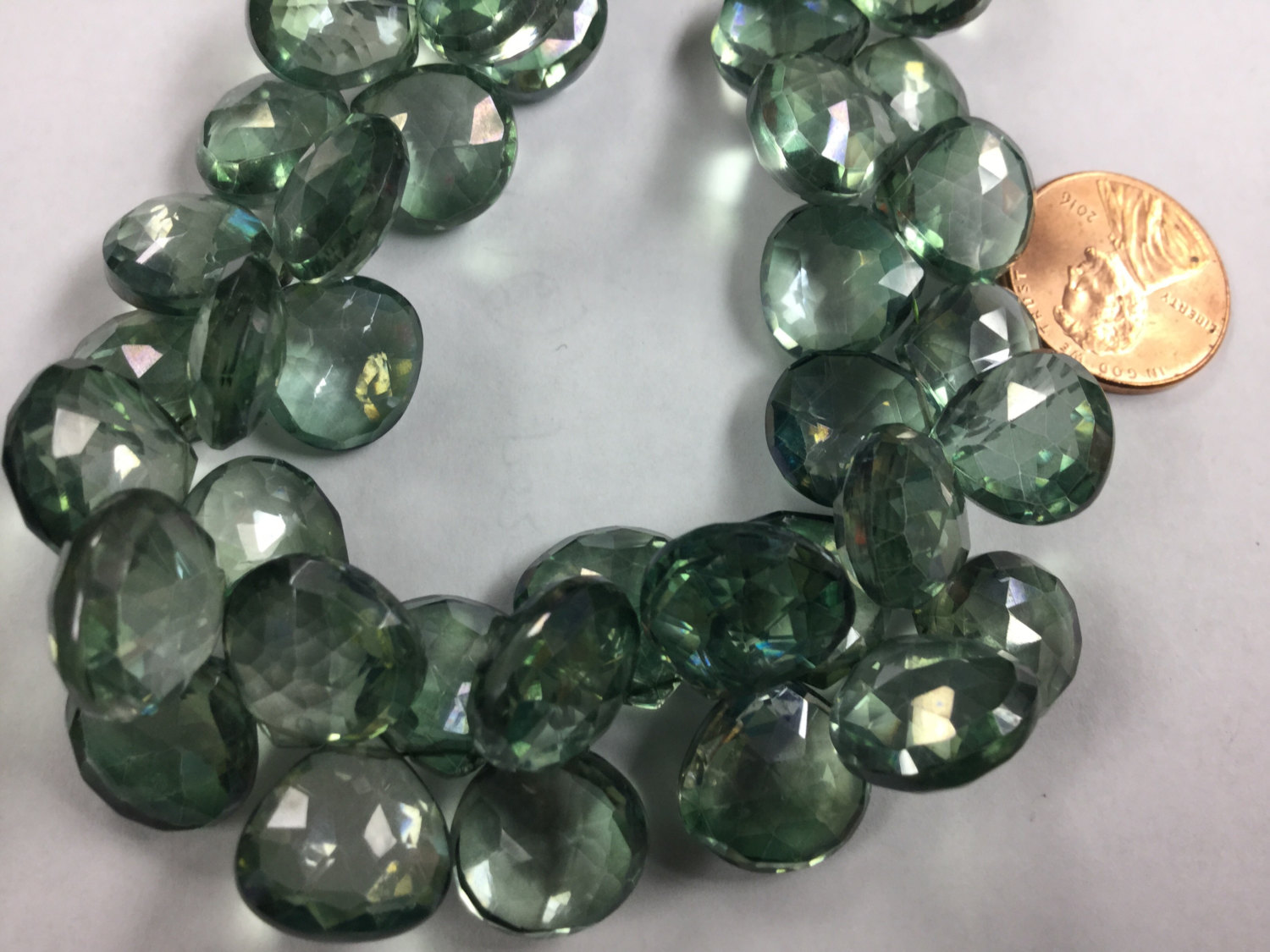 Green Mystic Quartz Hearts Faceted
