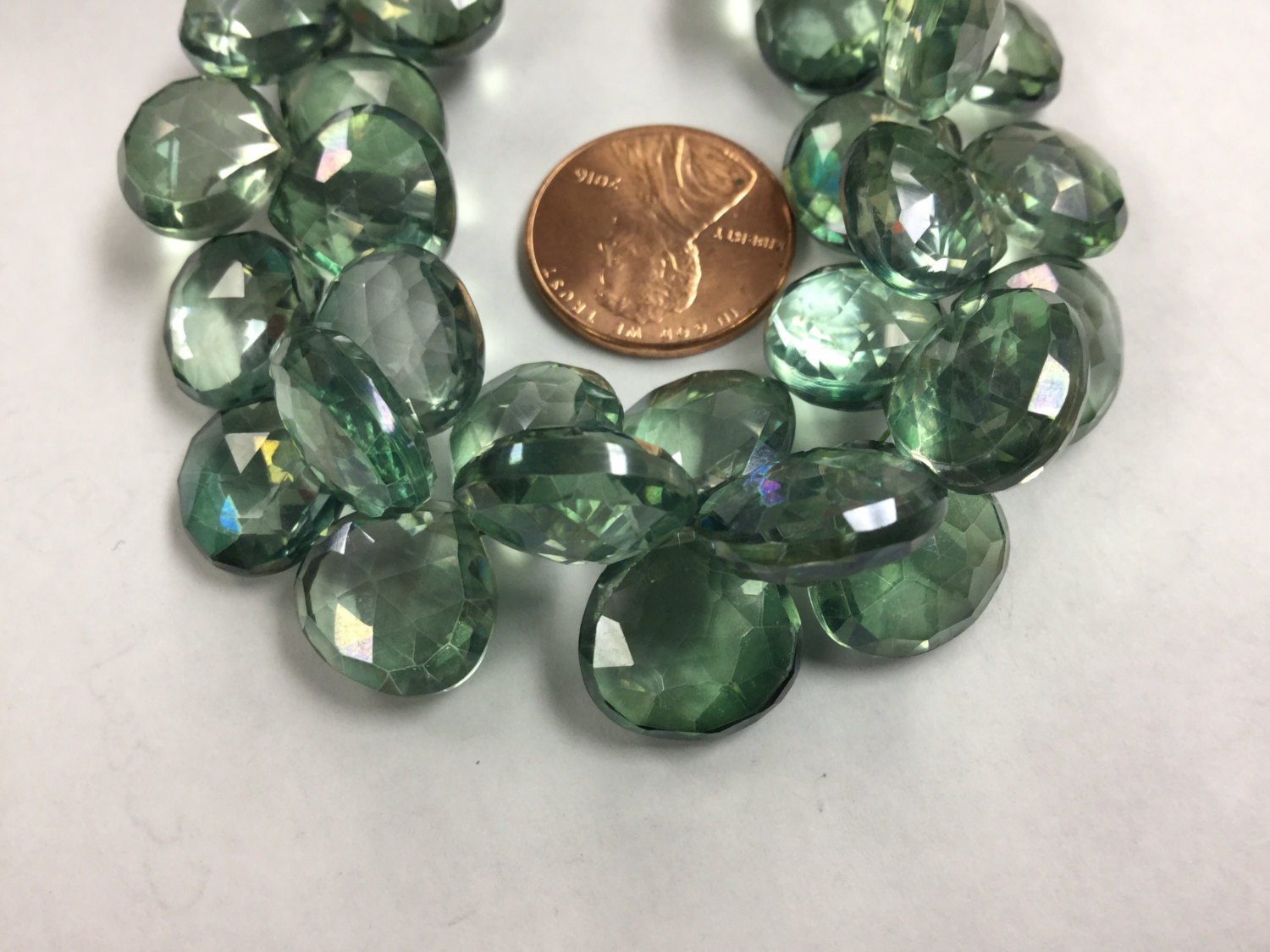 Green Mystic Quartz Hearts Faceted