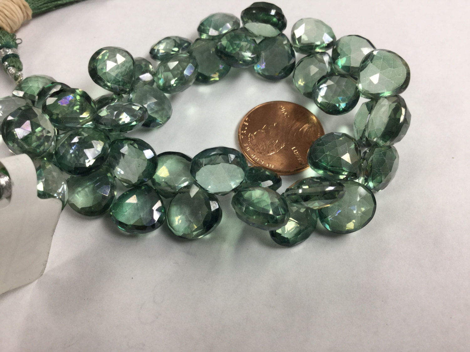 Green Mystic Quartz Hearts Faceted
