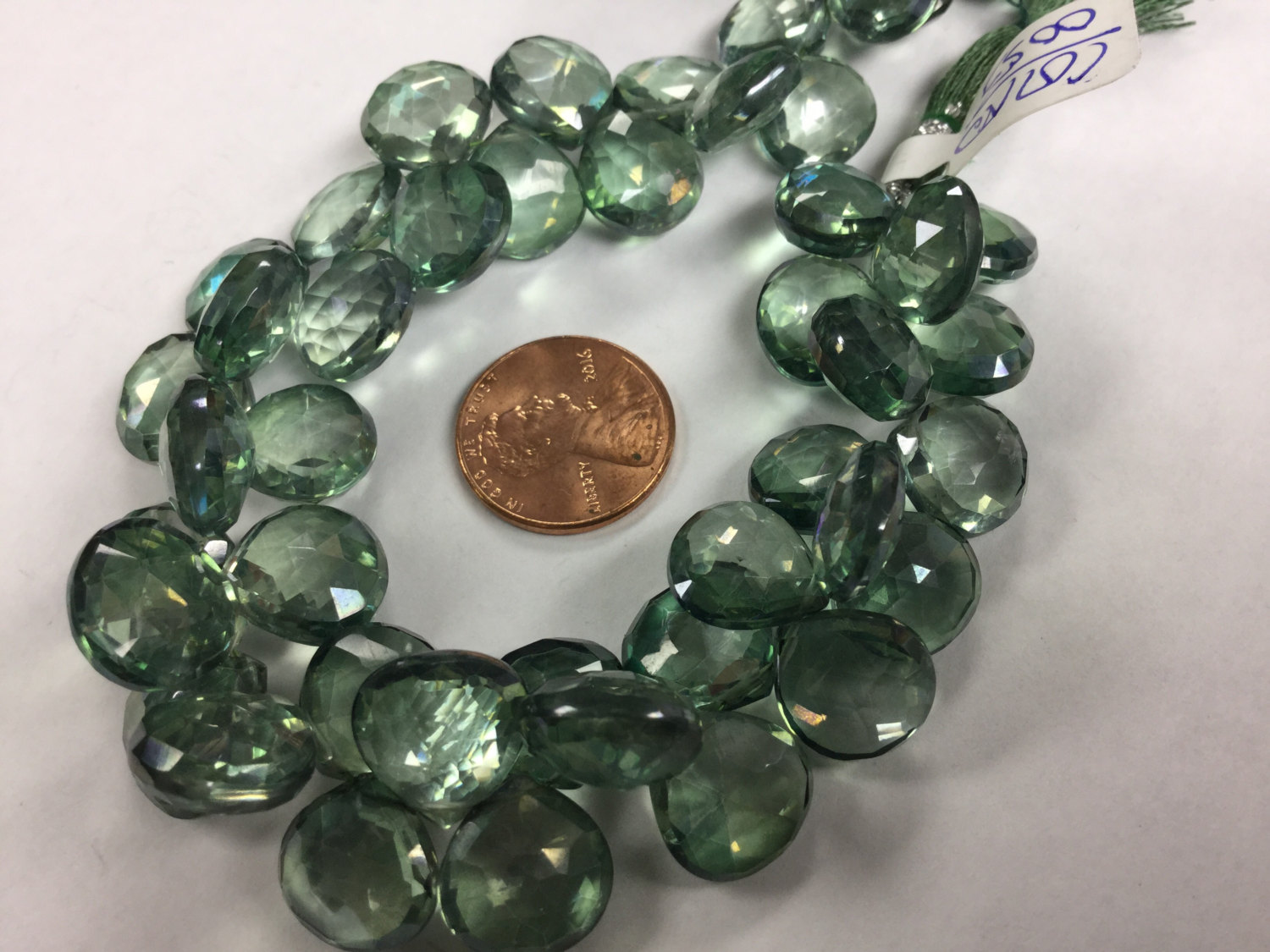 Green Mystic Quartz Hearts Faceted