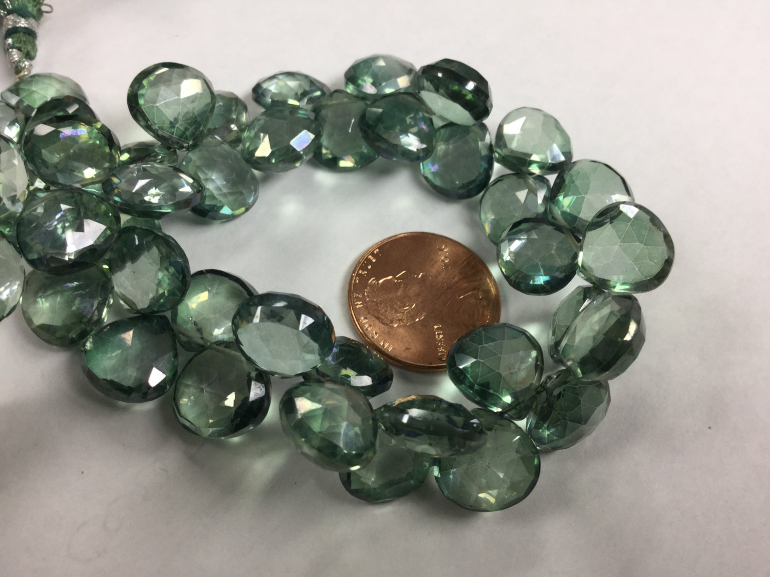 Green Mystic Quartz Hearts Faceted