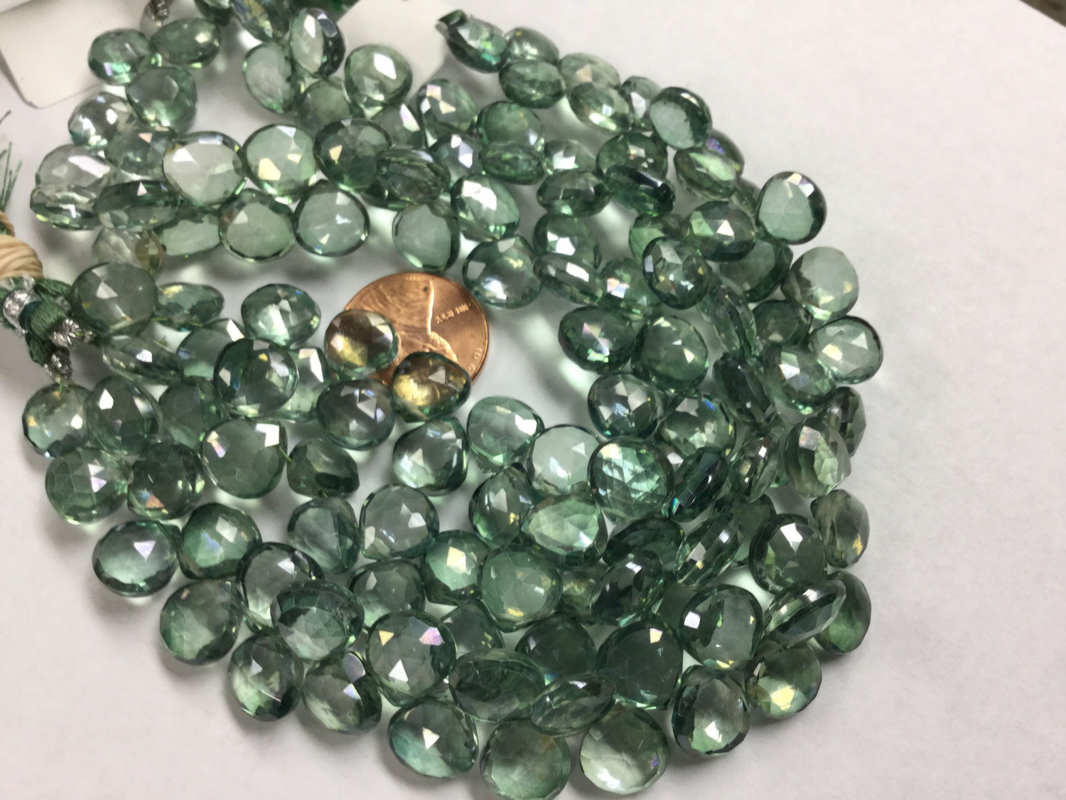 Green Mystic Quartz Hearts Faceted