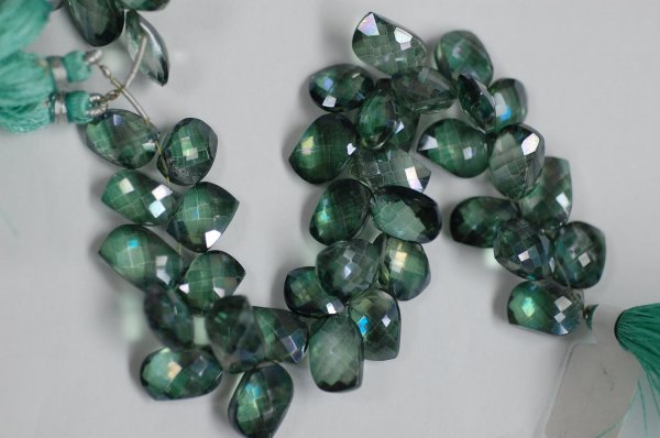 Green Mystic Quartz Leaf Shape Faceted