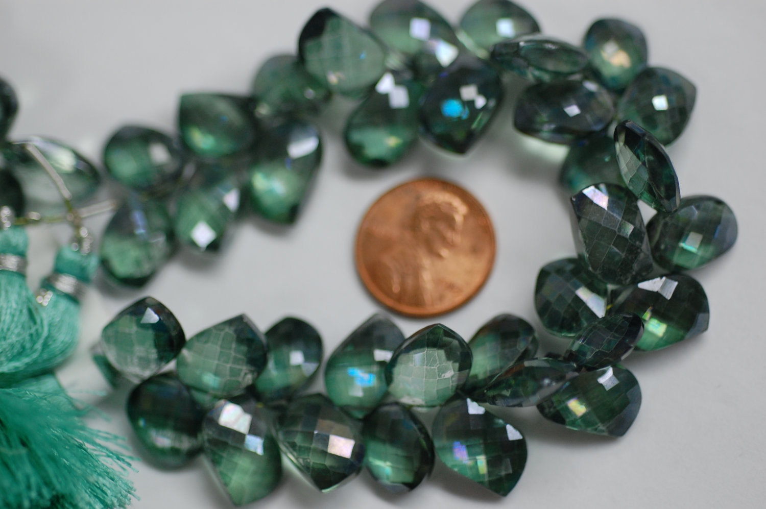 Green Mystic Quartz Leaf Shape Faceted