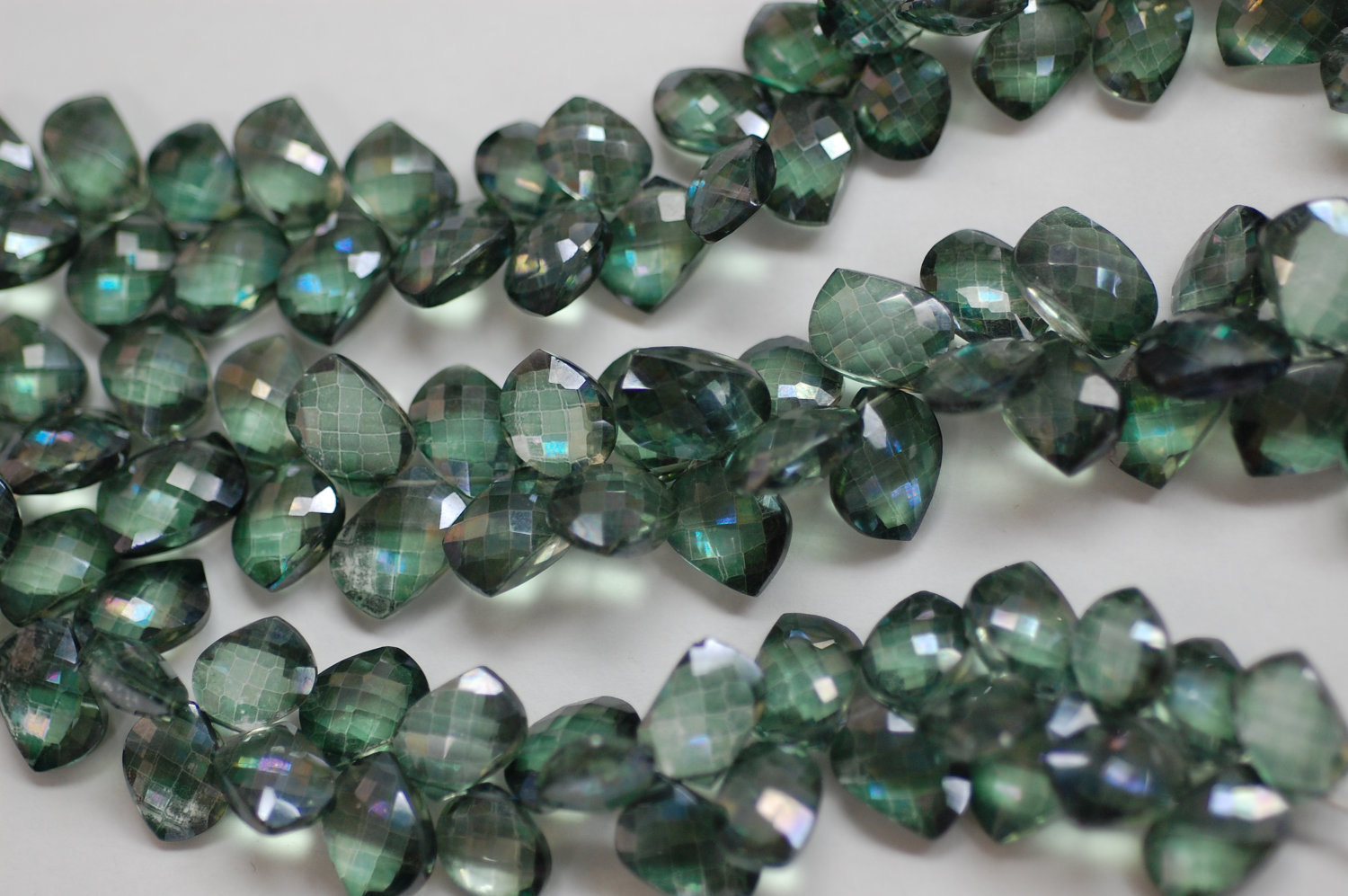 Green Mystic Quartz Leaf Shape Faceted