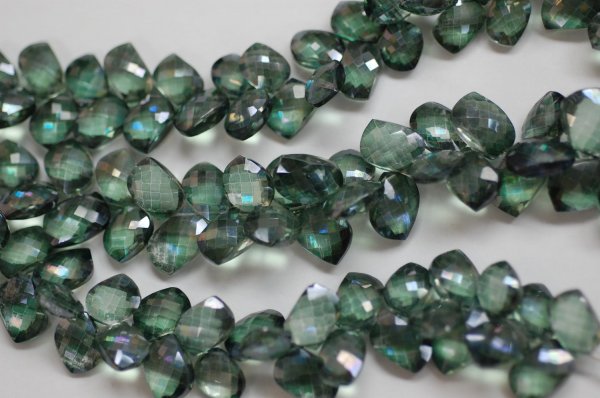 Green Mystic Quartz Leaf Shape Faceted