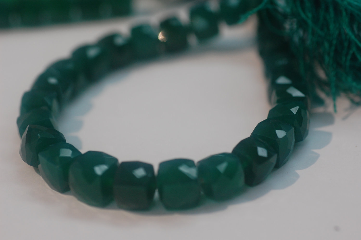 Green Onyx  Cubes Faceted