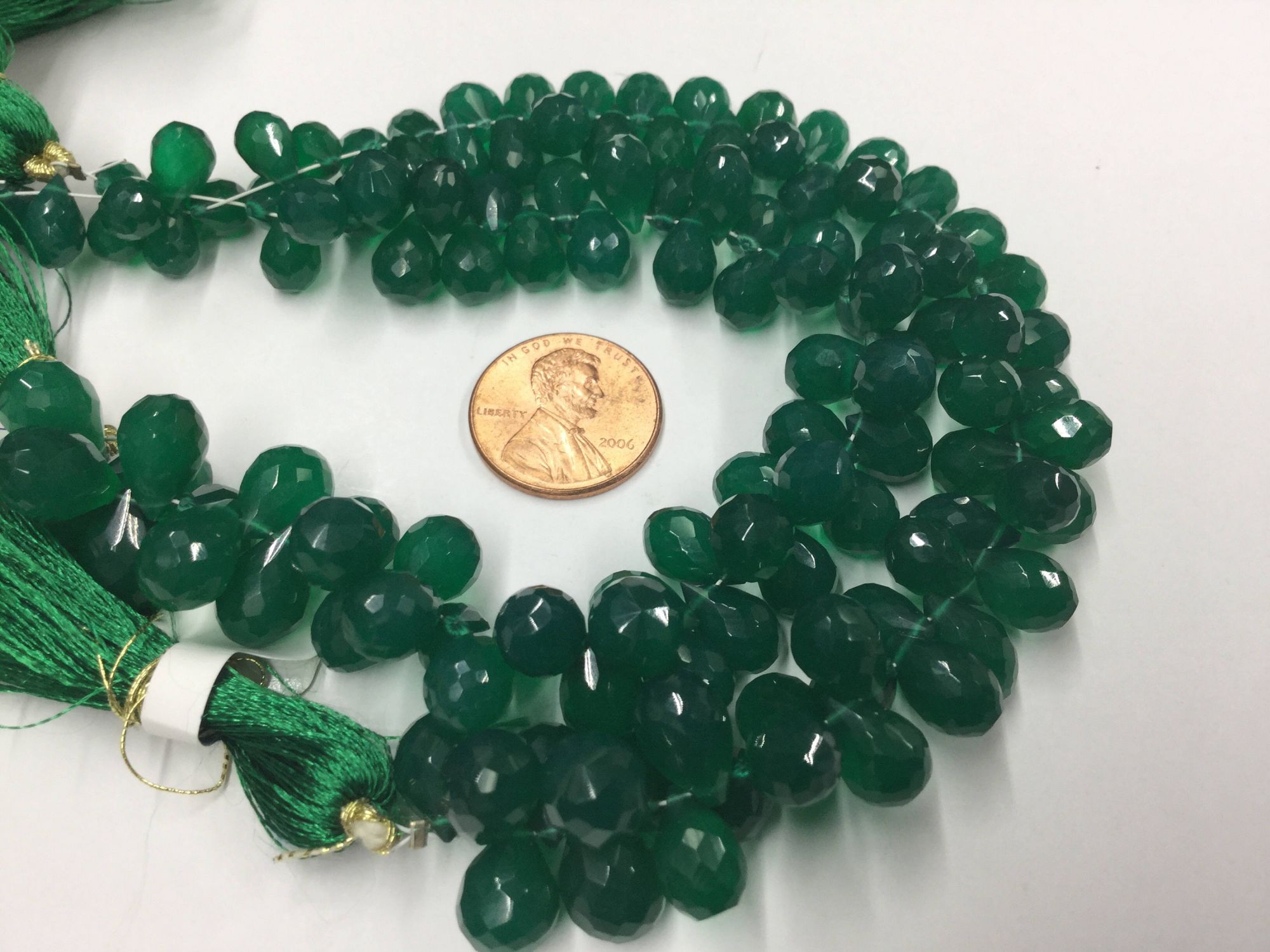 Green Onyx Drops Faceted