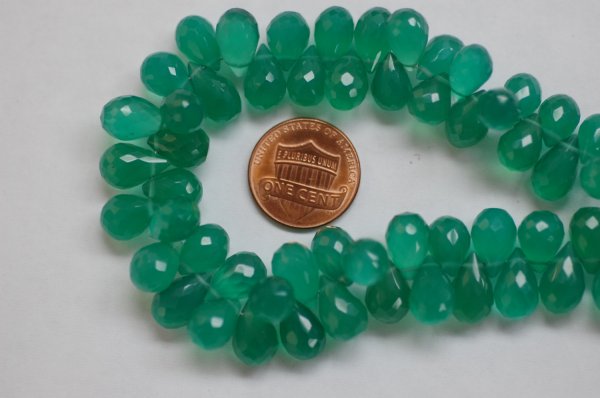 Green Onyx Drops Faceted