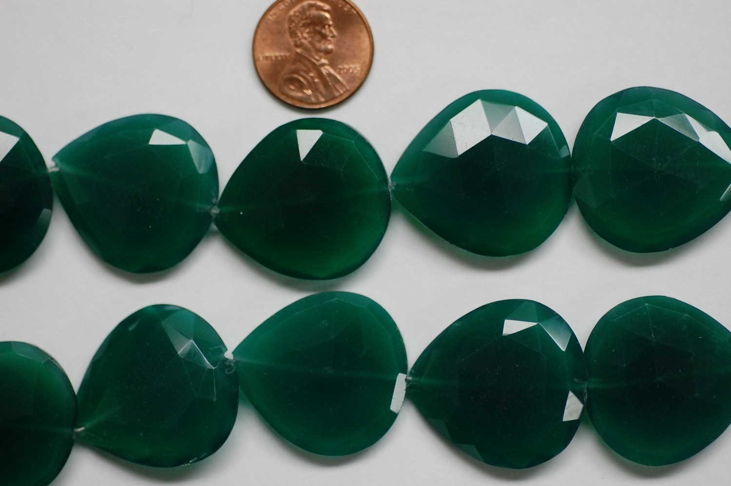 Green Onyx Heart Straight Drill