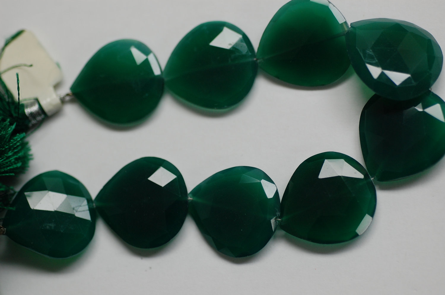 Green Onyx Heart Straight Drill
