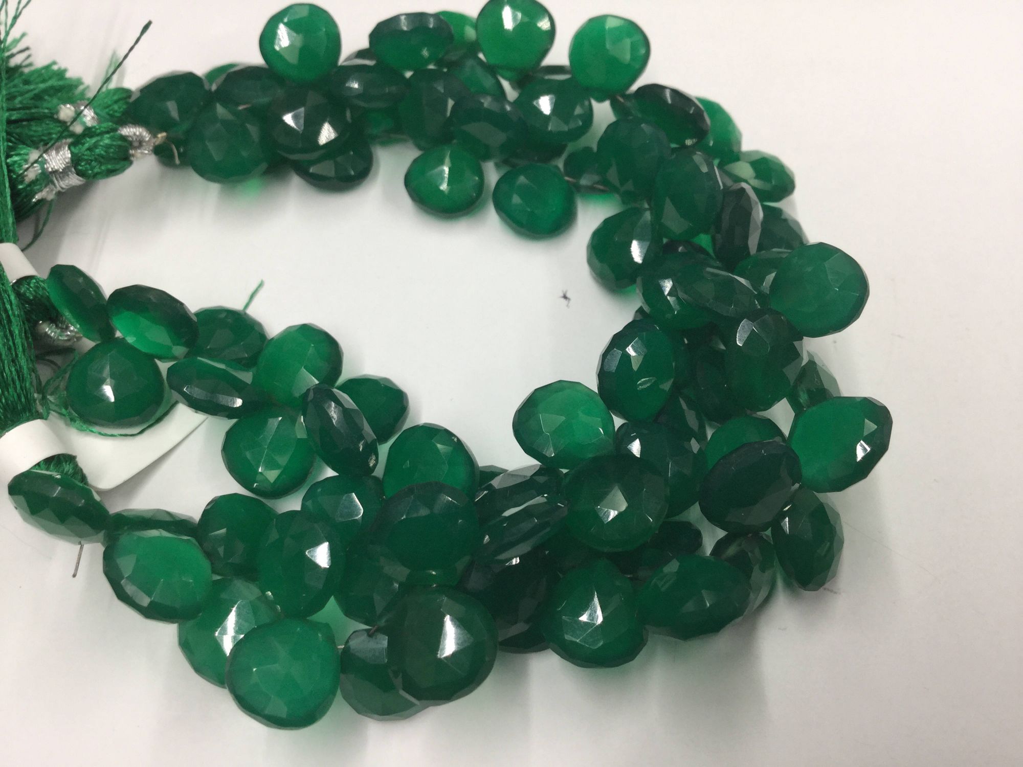 Green Onyx Hearts Faceted