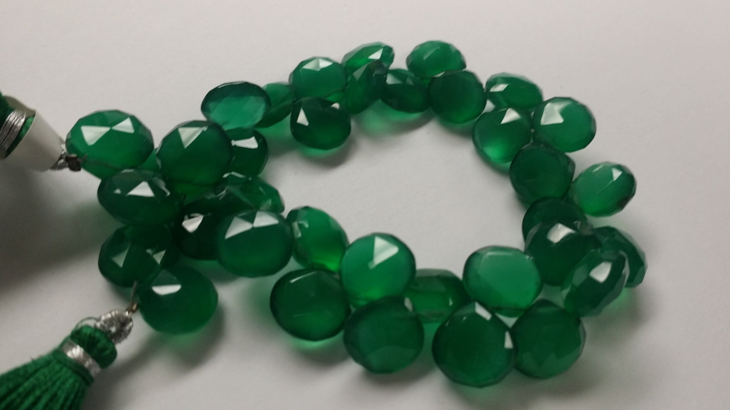 Green Onyx Hearts Faceted