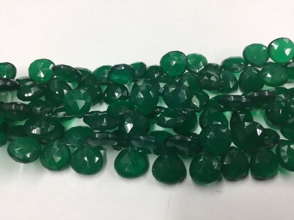 Green Onyx Hearts Faceted