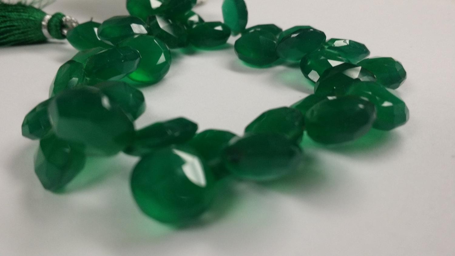 Green Onyx Hearts Faceted
