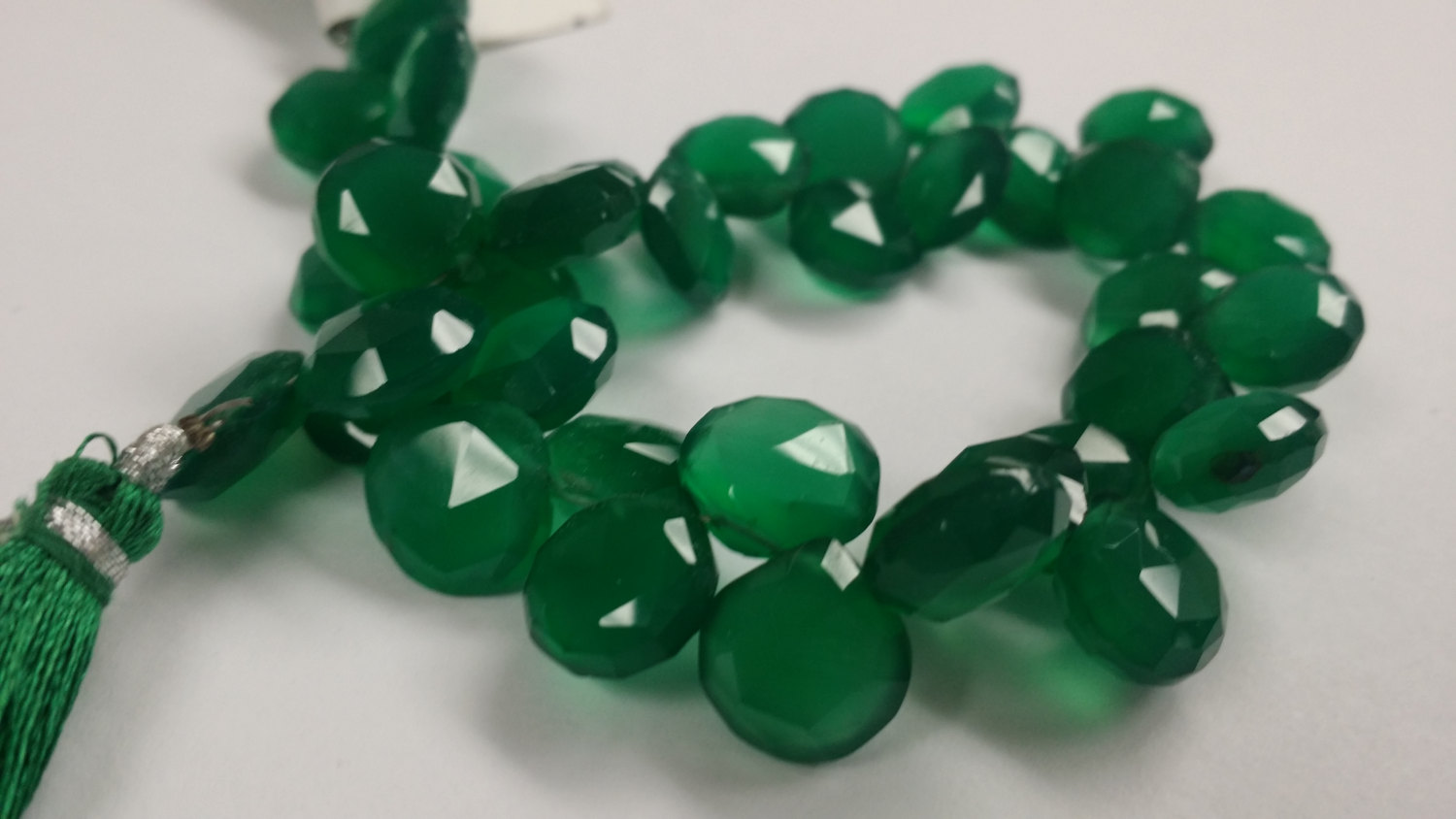 Green Onyx Hearts Faceted