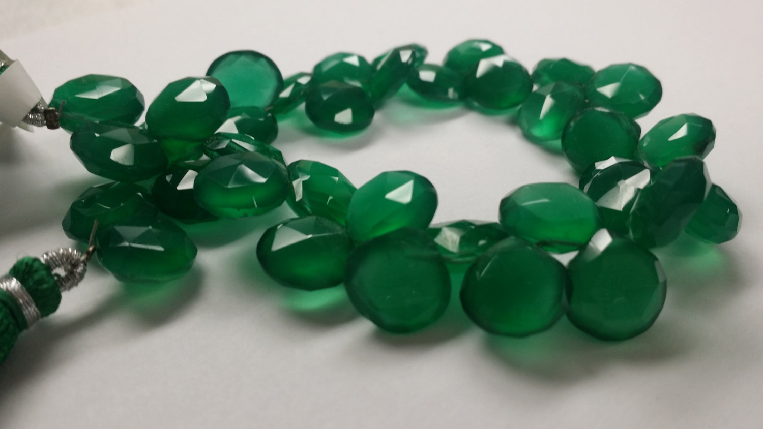 Green Onyx Hearts Faceted