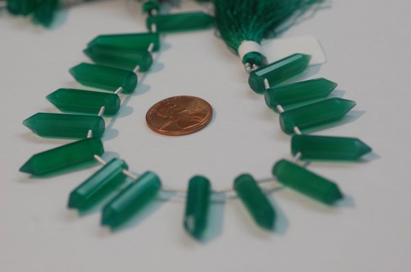Green Onyx Pencil Cut Faceted