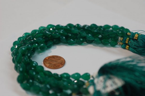 Green Onyx Straight Drill Drops Faceted