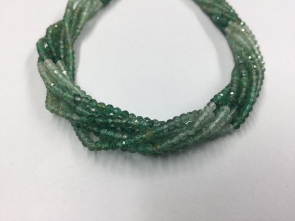 Green Shaded Strawberry Quartz Rondelles Faceted