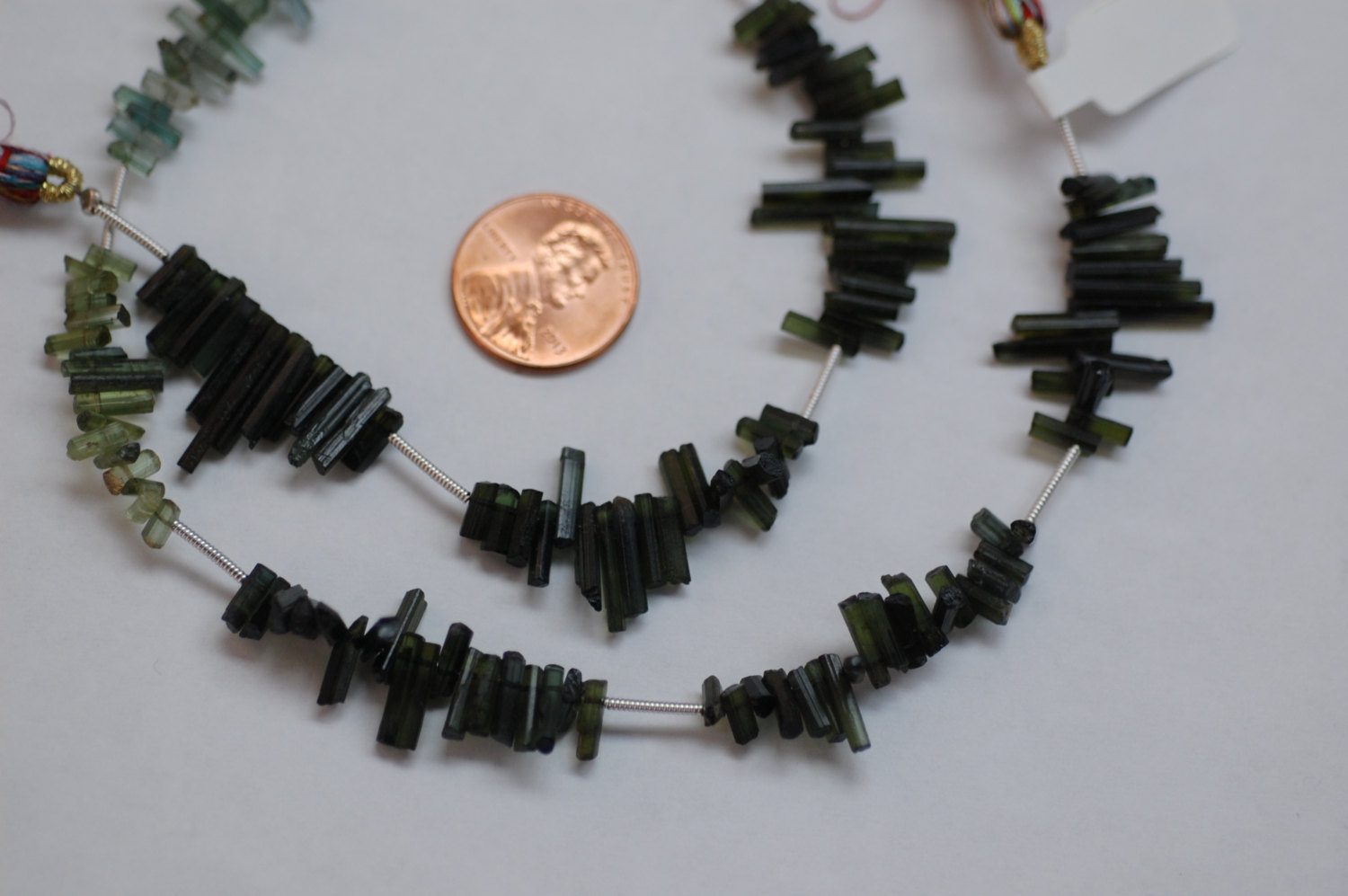 Green Tourmaline Thin Tubes Faceted