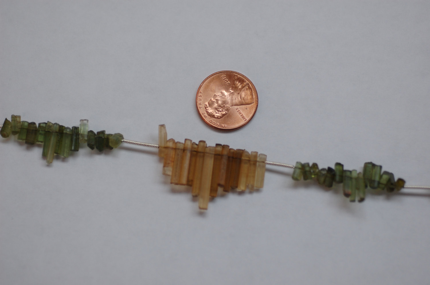 Green Tourmaline Thin Tubes Faceted