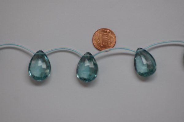 Greenish Blue Quartz Concave Cut Pear (Radiated)