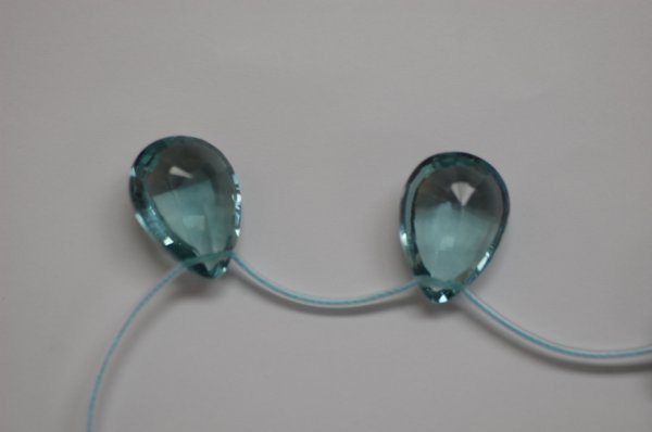 Greenish Blue Quartz Concave Cut Pear (Radiated)