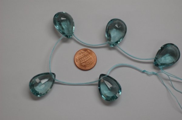 Greenish Blue Quartz Concave Cut Pear (Radiated)