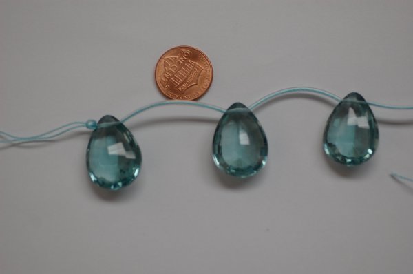 Greenish Blue Quartz Concave Cut Pear (Radiated)