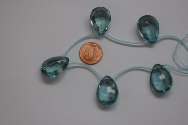 Greenish Blue Quartz Concave Cut Pear (Radiated)