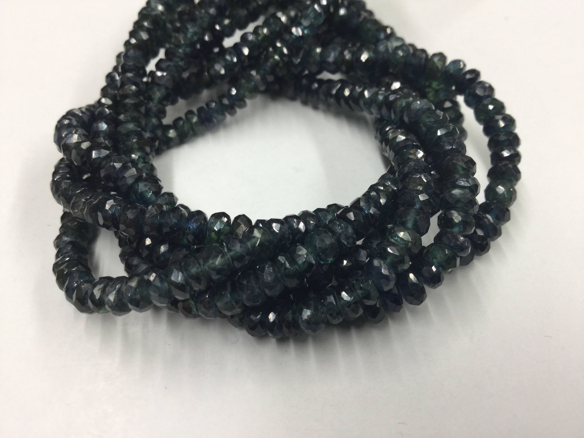 Greenish Blue Sapphire Rondelles Faceted