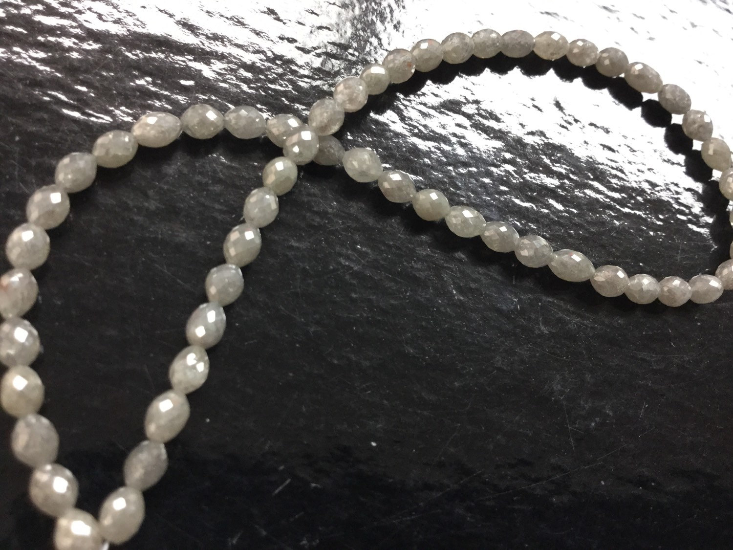 Grey Diamond Ovals Faceted