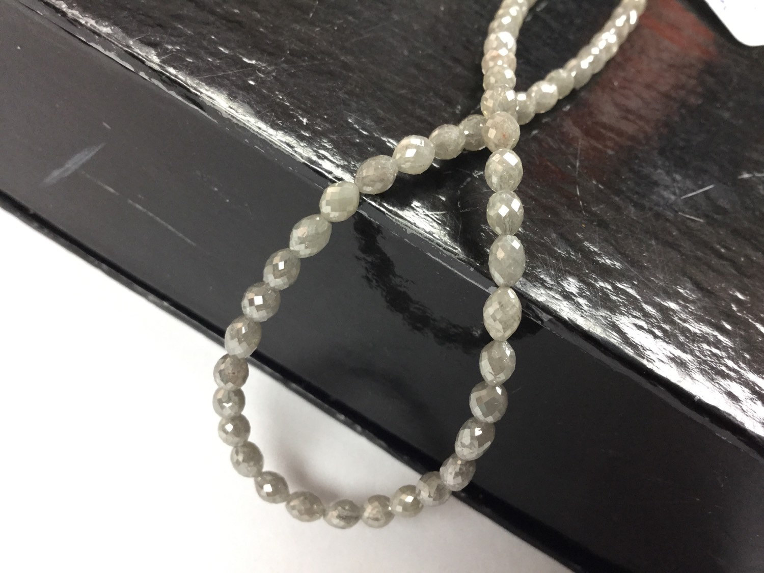 Grey Diamond Ovals Faceted