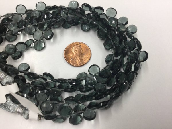 Grey Hydro Quartz Hearts Faceted