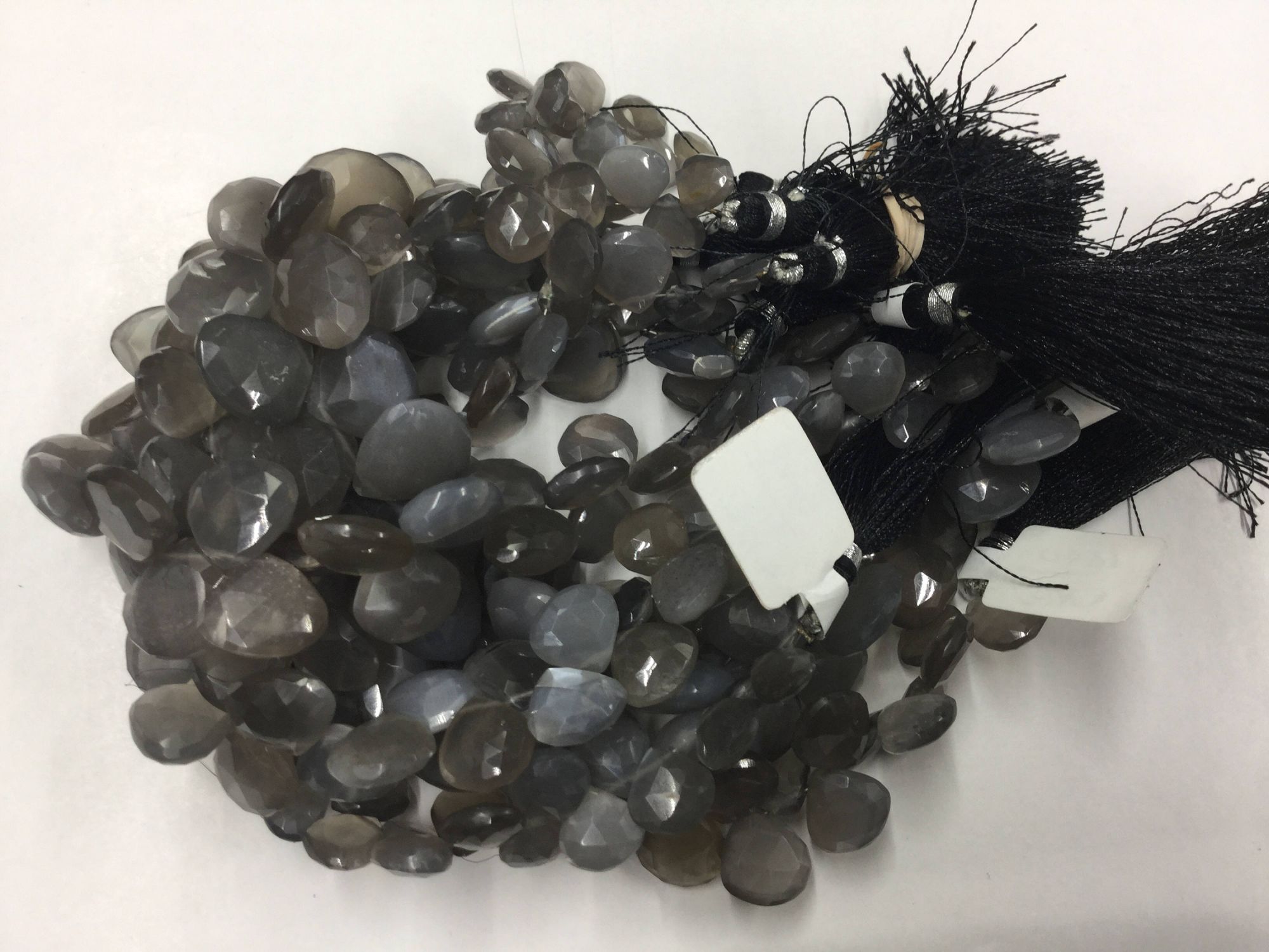 Grey Moonstone Hearts Faceted