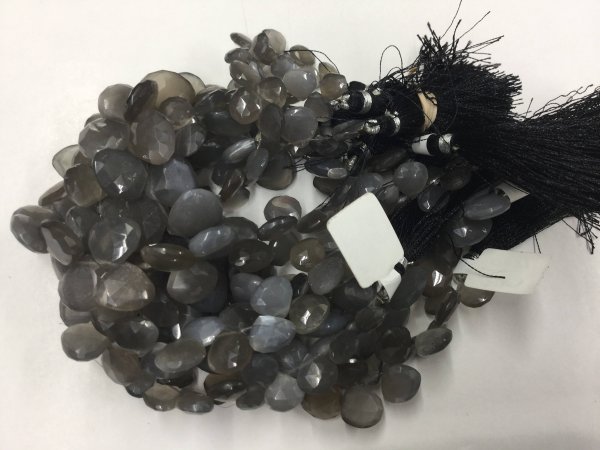 Grey Moonstone Hearts Faceted