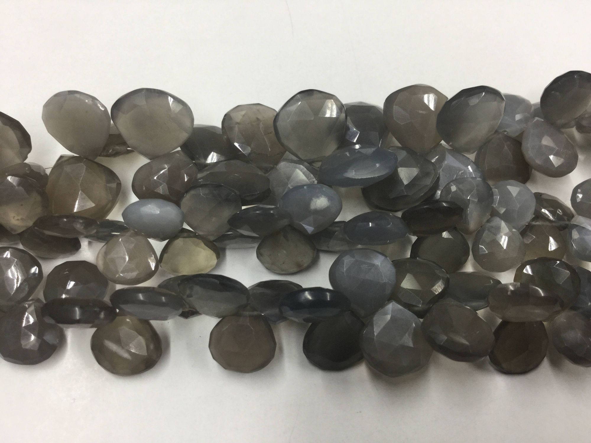 Grey Moonstone Hearts Faceted