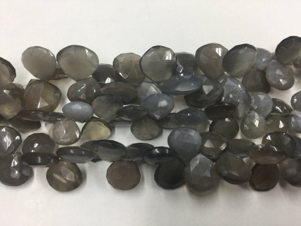 Grey Moonstone Hearts Faceted