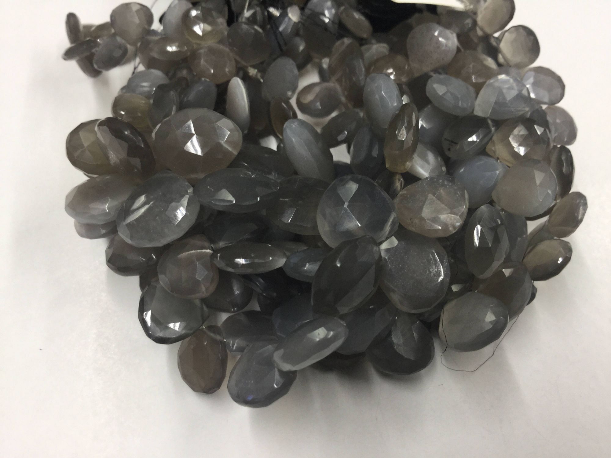 Grey Moonstone Hearts Faceted