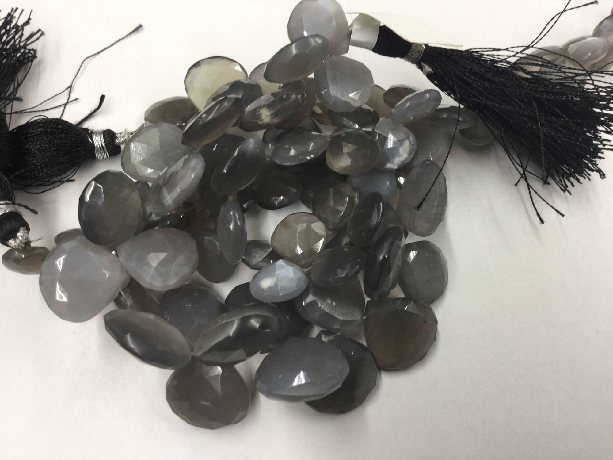 Grey Moonstone Hearts Faceted