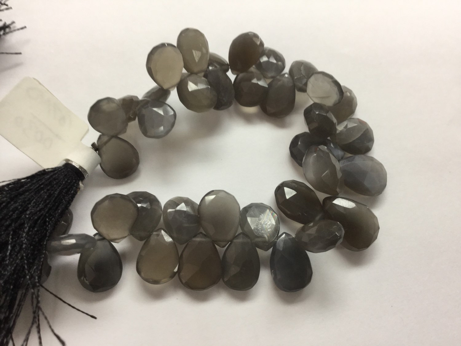 Grey Moonstone Pears Faceted