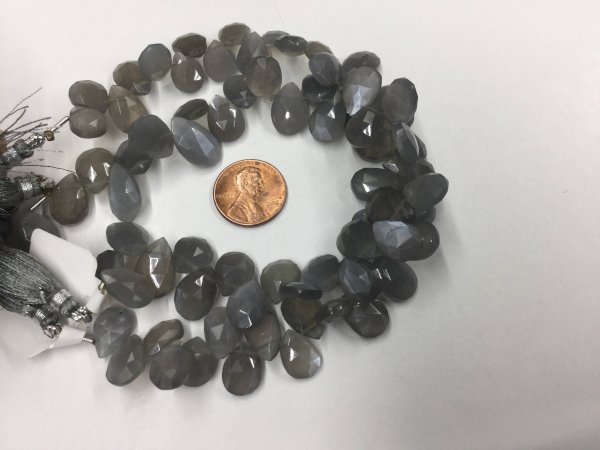 Grey Moonstone Pears Faceted
