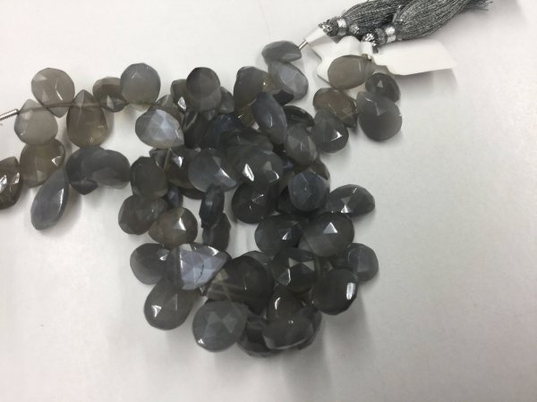 Grey Moonstone Pears Faceted