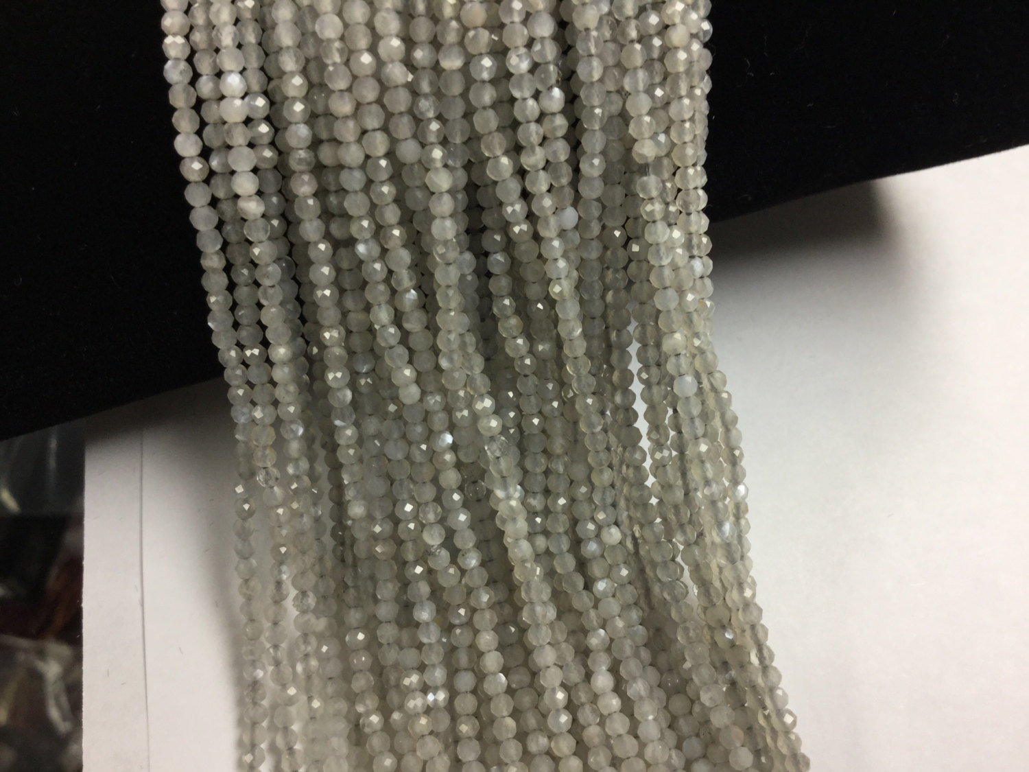 Grey Moonstone Rondelles Faceted