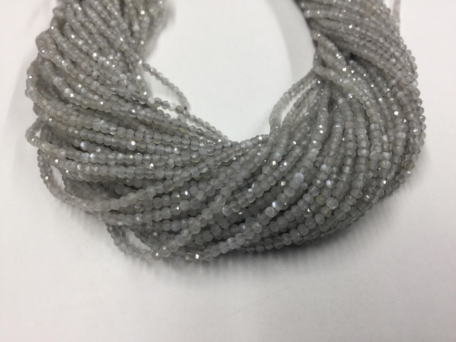 Grey Moonstone Rondelles Faceted