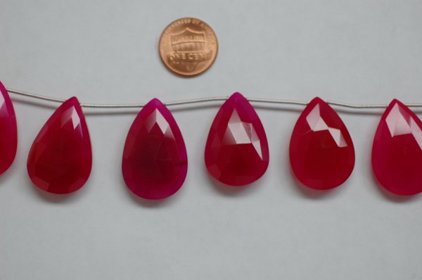 Hot Pink Chalcedony Pears Faceted