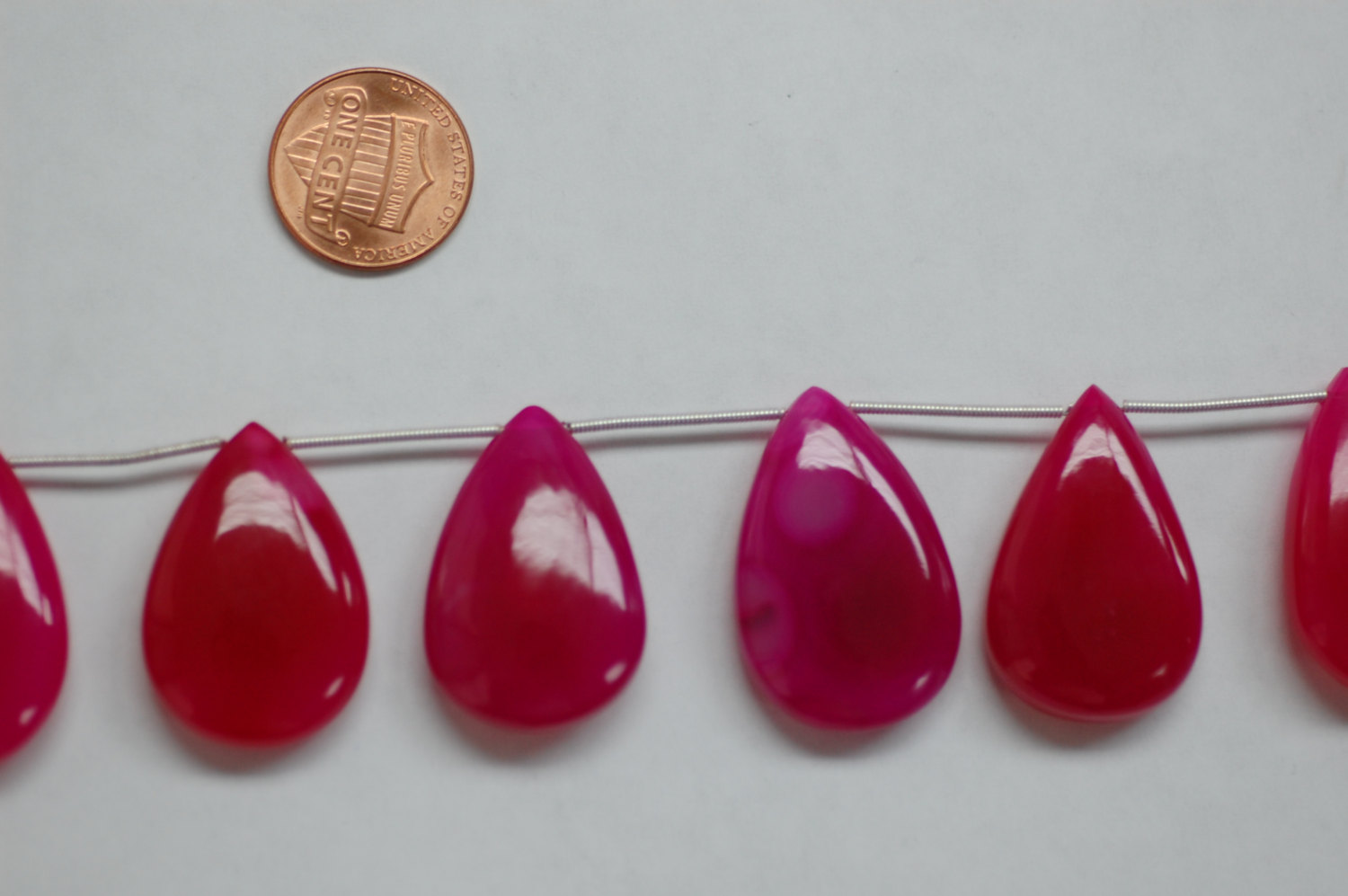 Hot Pink Chalcedony Pears Faceted