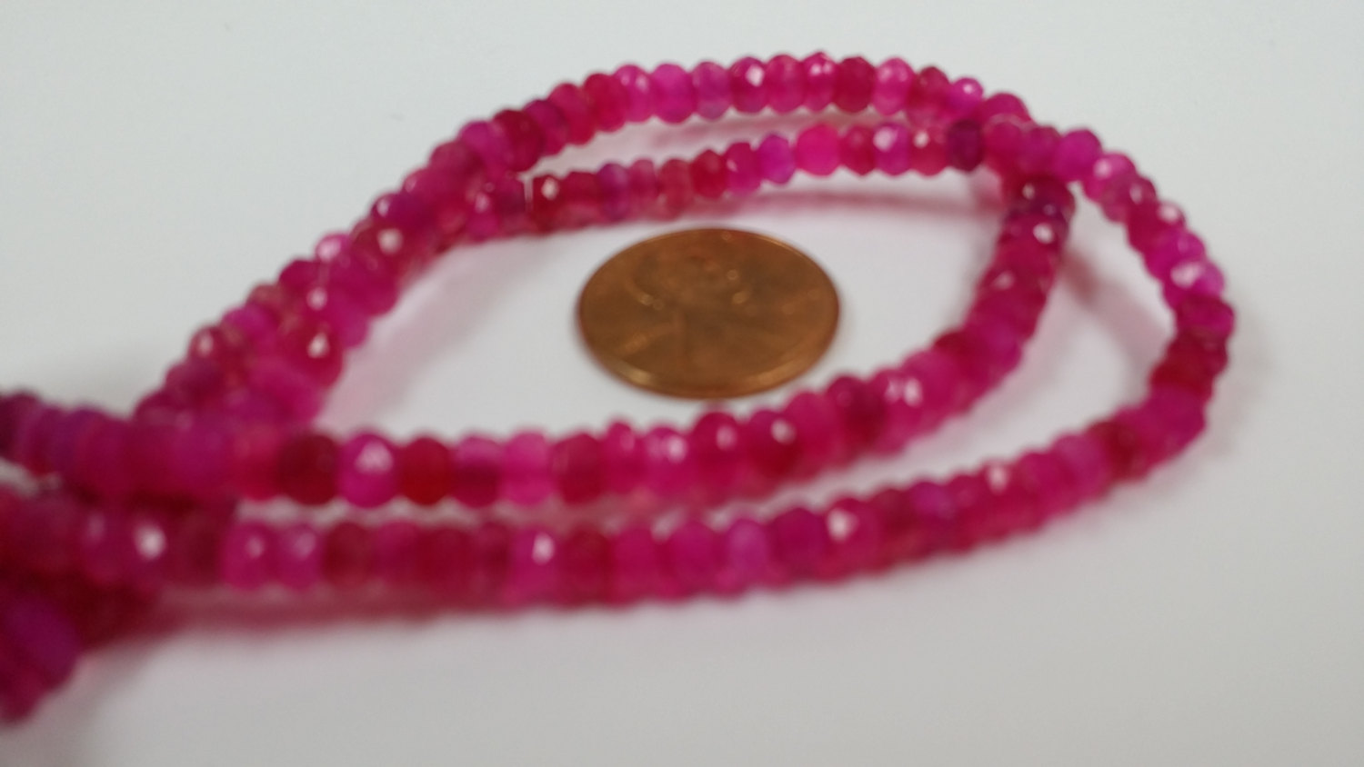 Hot Pink Chalcedony Rondelles Faceted